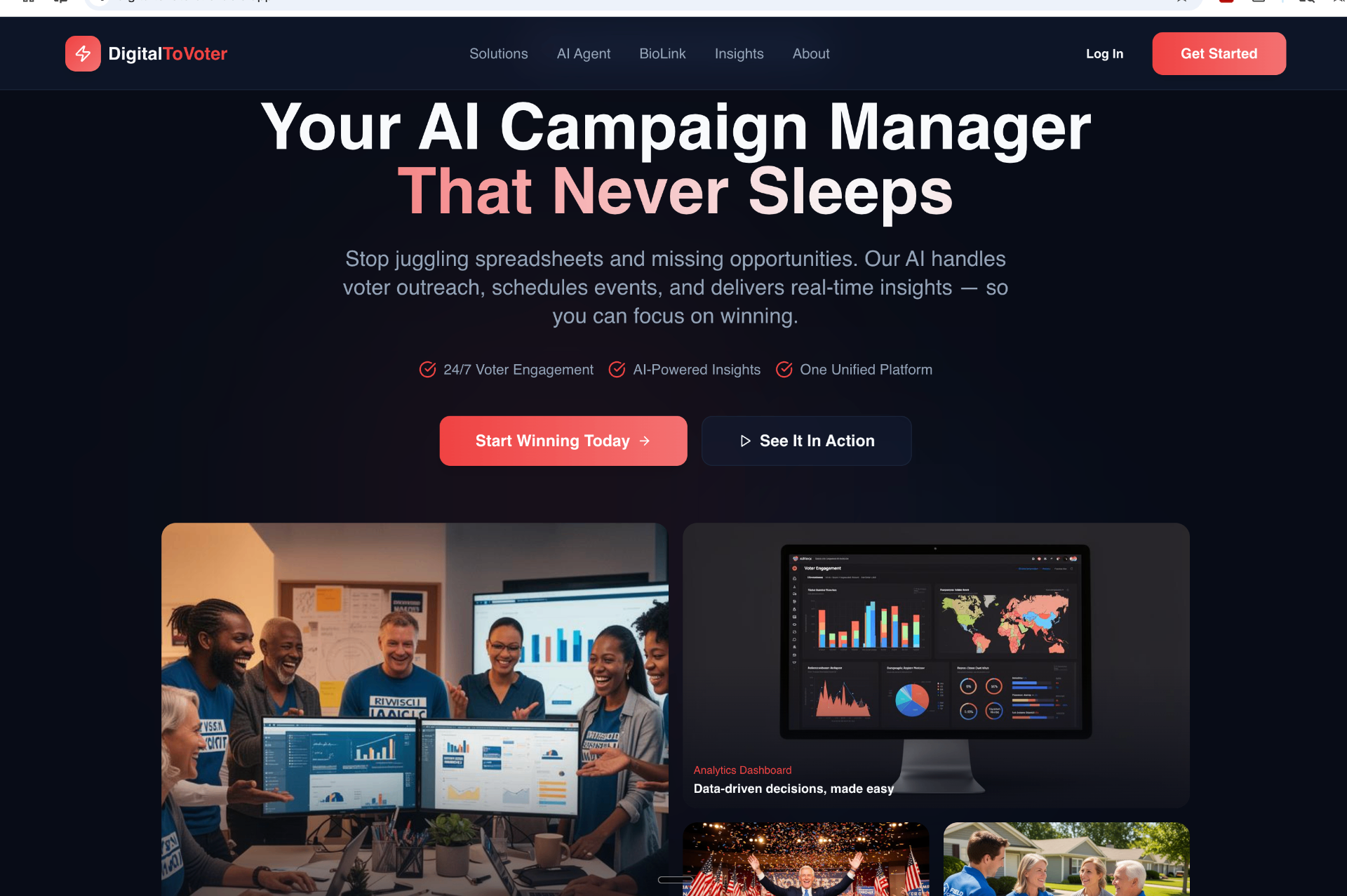 DigitalToVoter platform interface