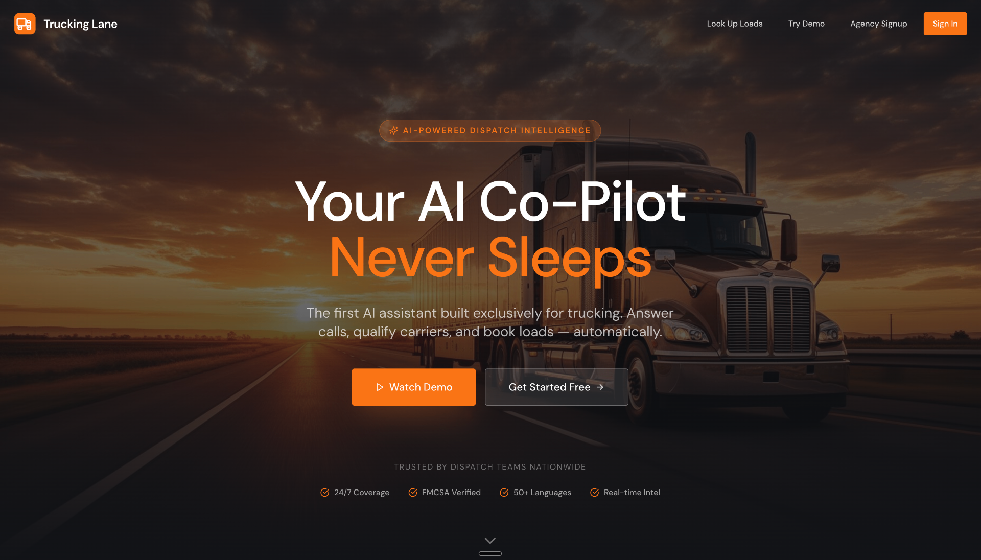 Trucking Lane platform interface